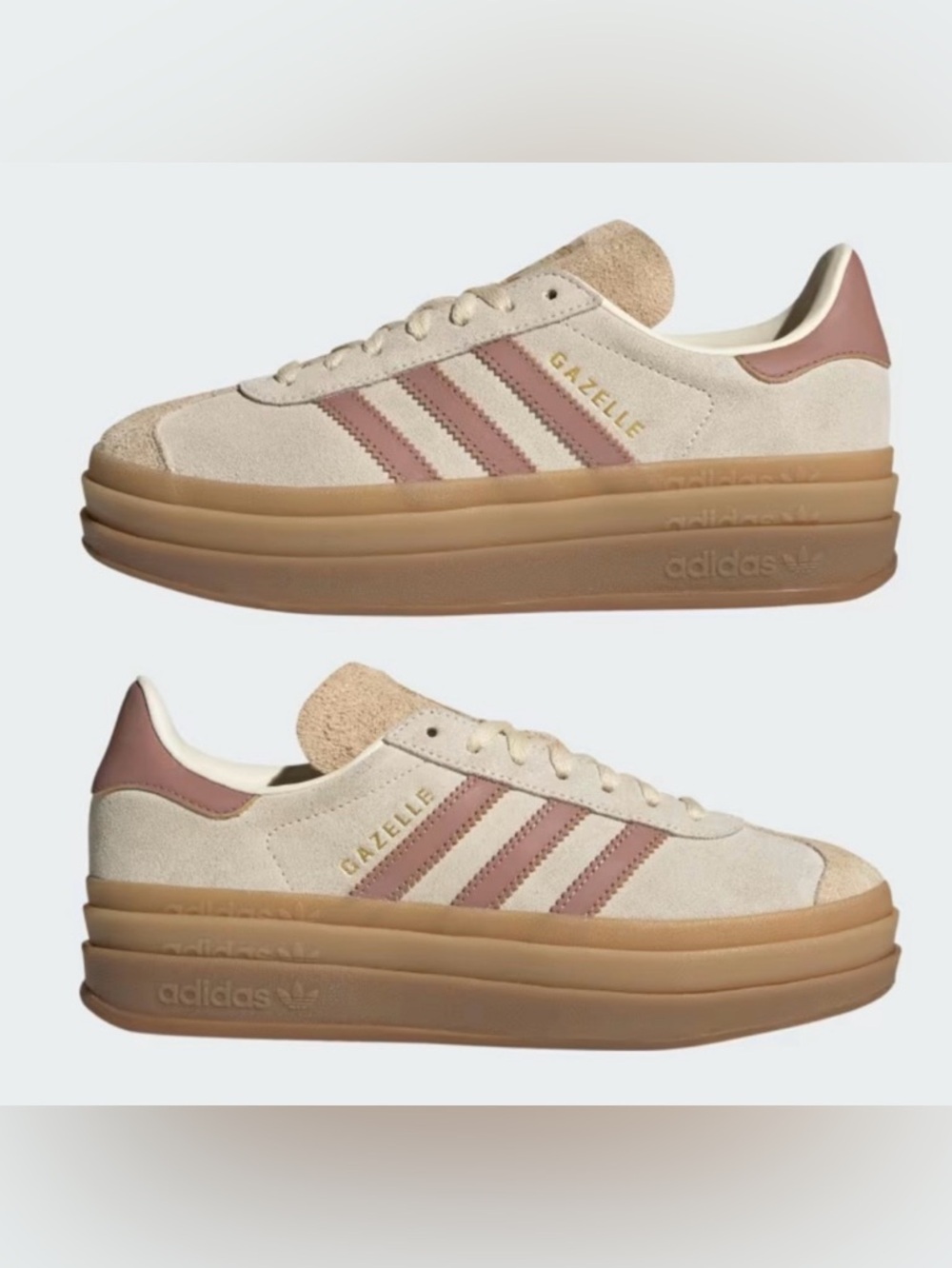 Adidas Gazelle Bold W Cream White Warm Clay Sand Strata Platform Sneakers 6.5 - Picture 2 of 7